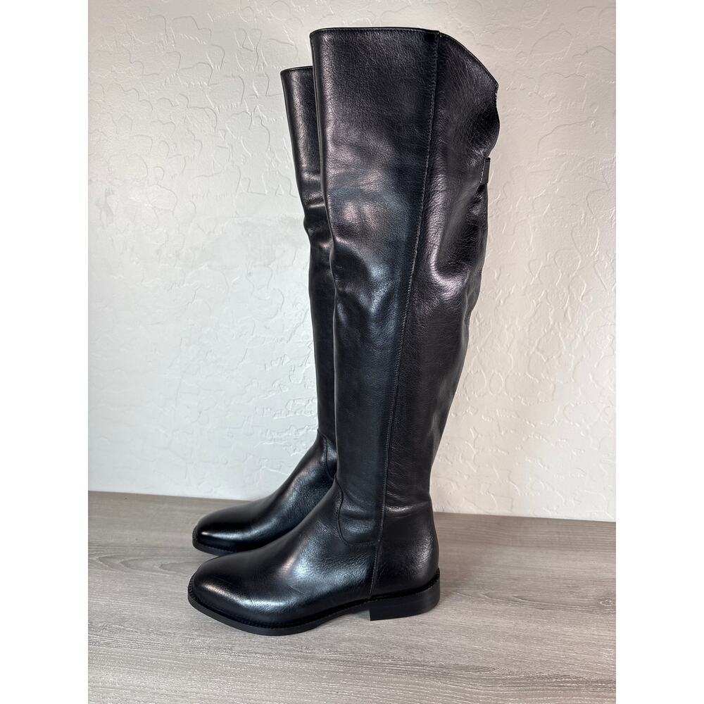 New!! Ateliers Classic Over the Knew Leather Riding‎ Boots Cleo Black Size 36
